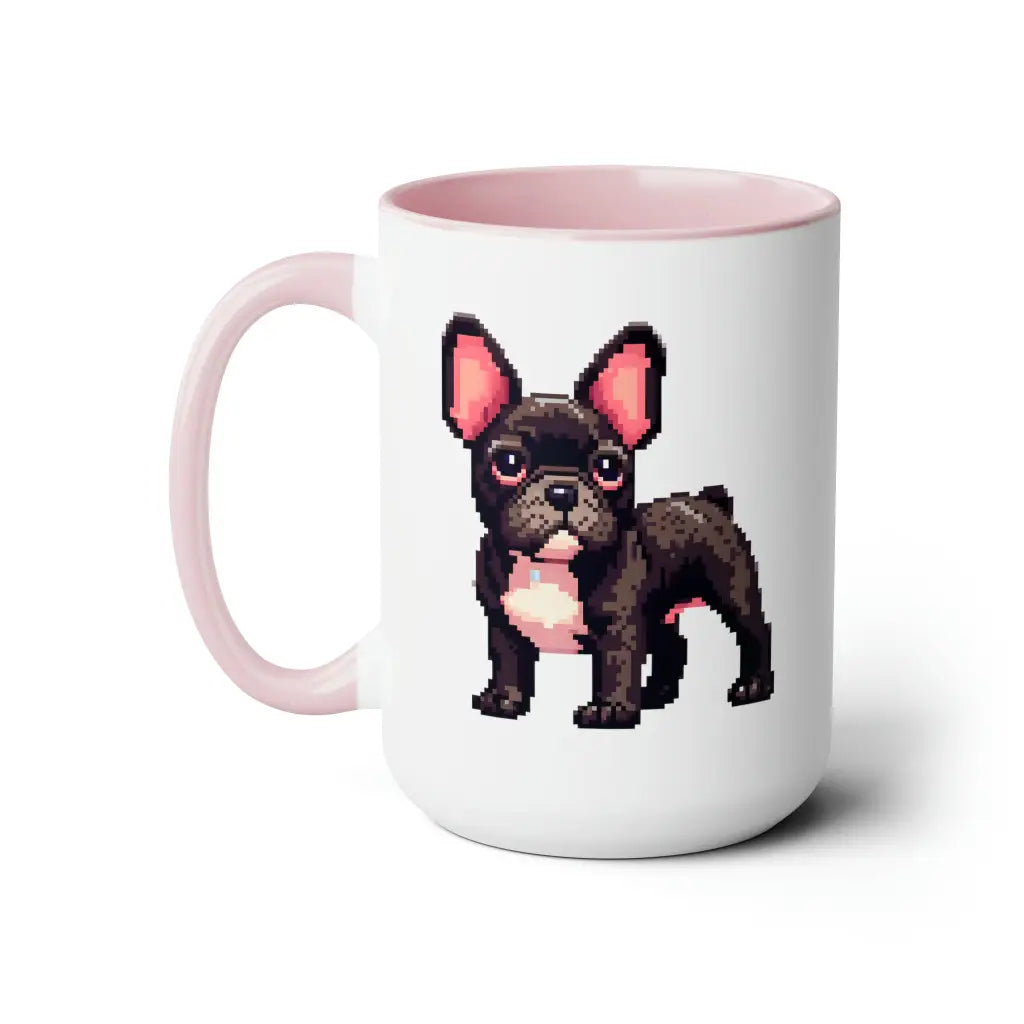 8-Bit Frenchie Bliss 2-Tone Mug - Sip in Style! 15oz / Pink