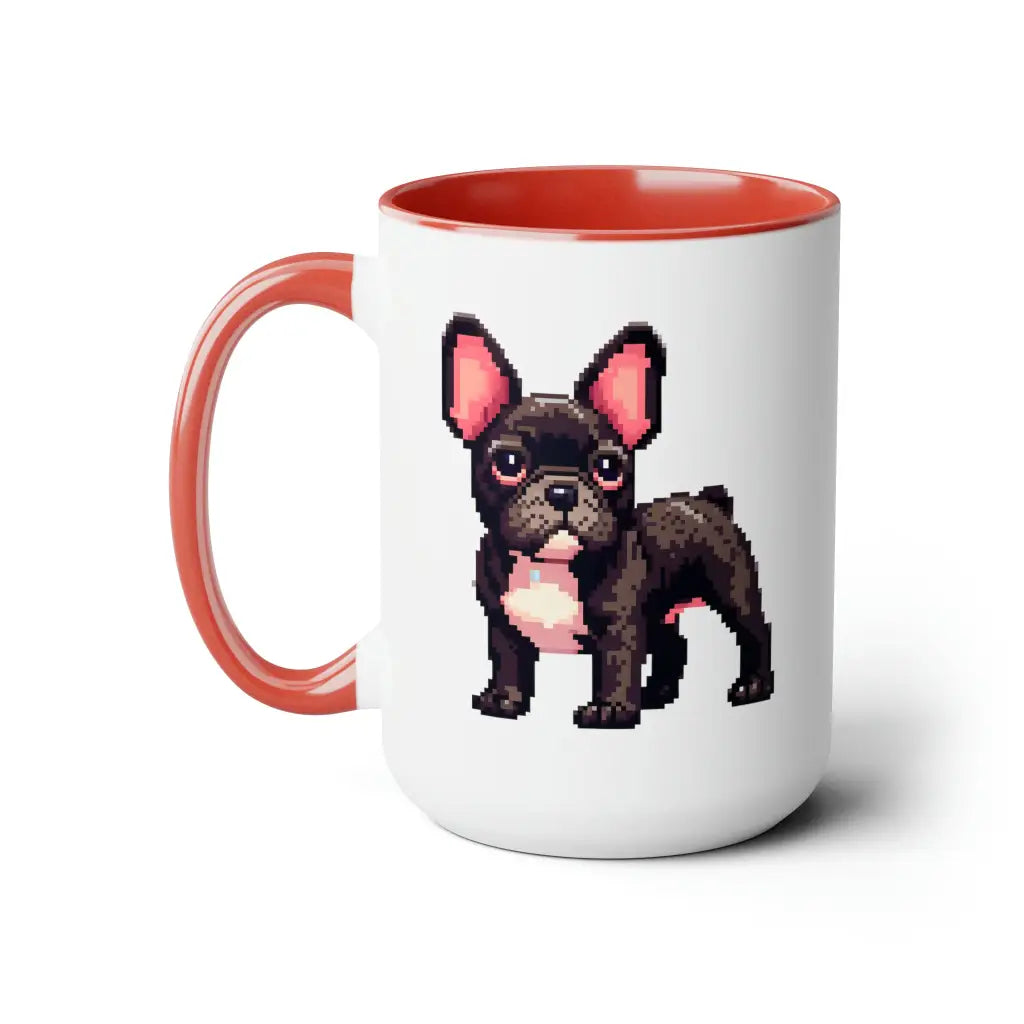 8-Bit Frenchie Bliss 2-Tone Mug - Sip in Style! 15oz / Red