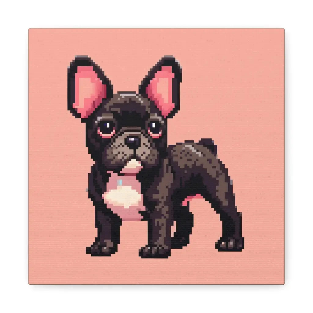 8-Bit Whimsy: French Bulldog Pixel Art Canvas - 16″ x