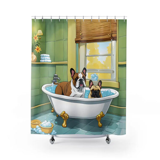 Bulldog Bath Time Bliss Shower Curtain: A Cartoon Oasis