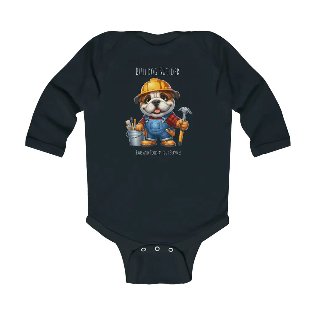 Bulldog Builder Infant Long Sleeve Bodysuit - Black / NB