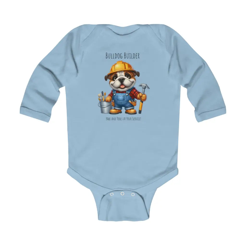 Bulldog Builder Infant Long Sleeve Bodysuit - Light Blue