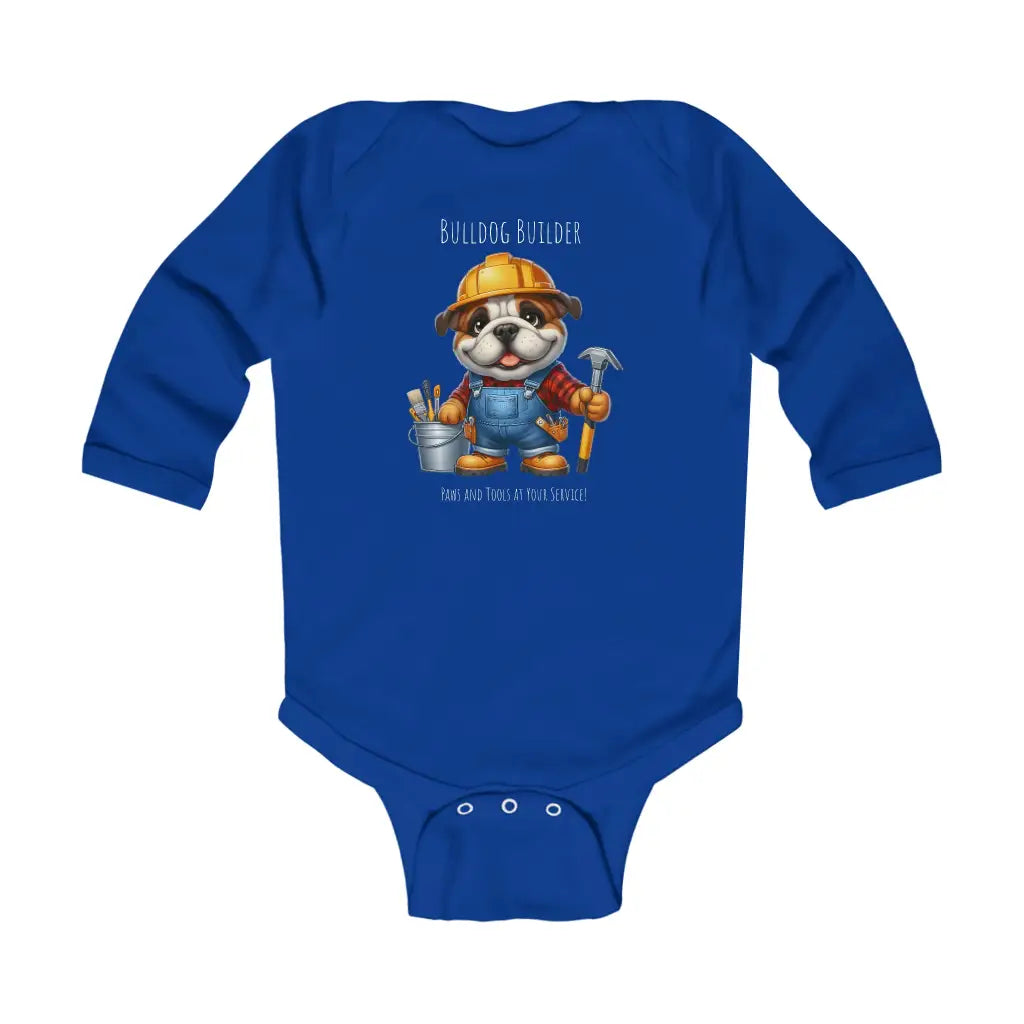 Bulldog Builder Infant Long Sleeve Bodysuit - Royal / NB