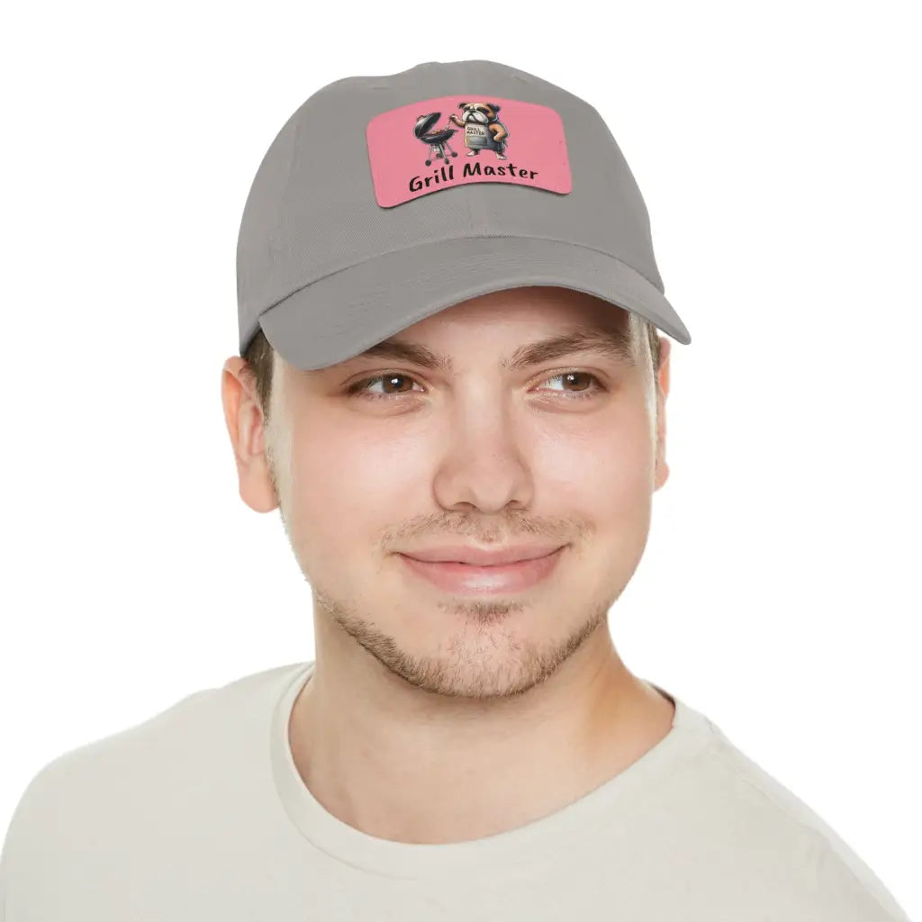 Bulldog Grill Master Dad Hat with BBQ Patch - Grey / Pink