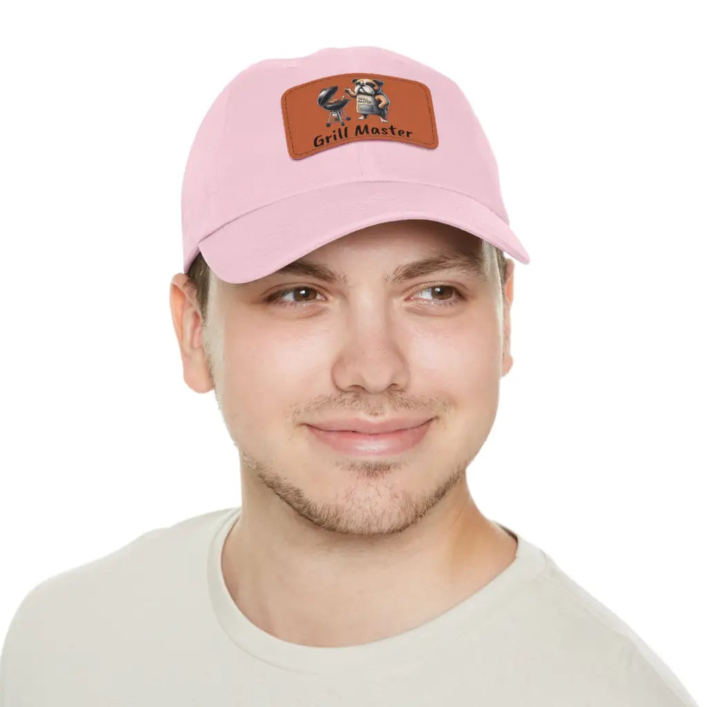 Bulldog Grill Master Dad Hat with BBQ Patch - Light Pink