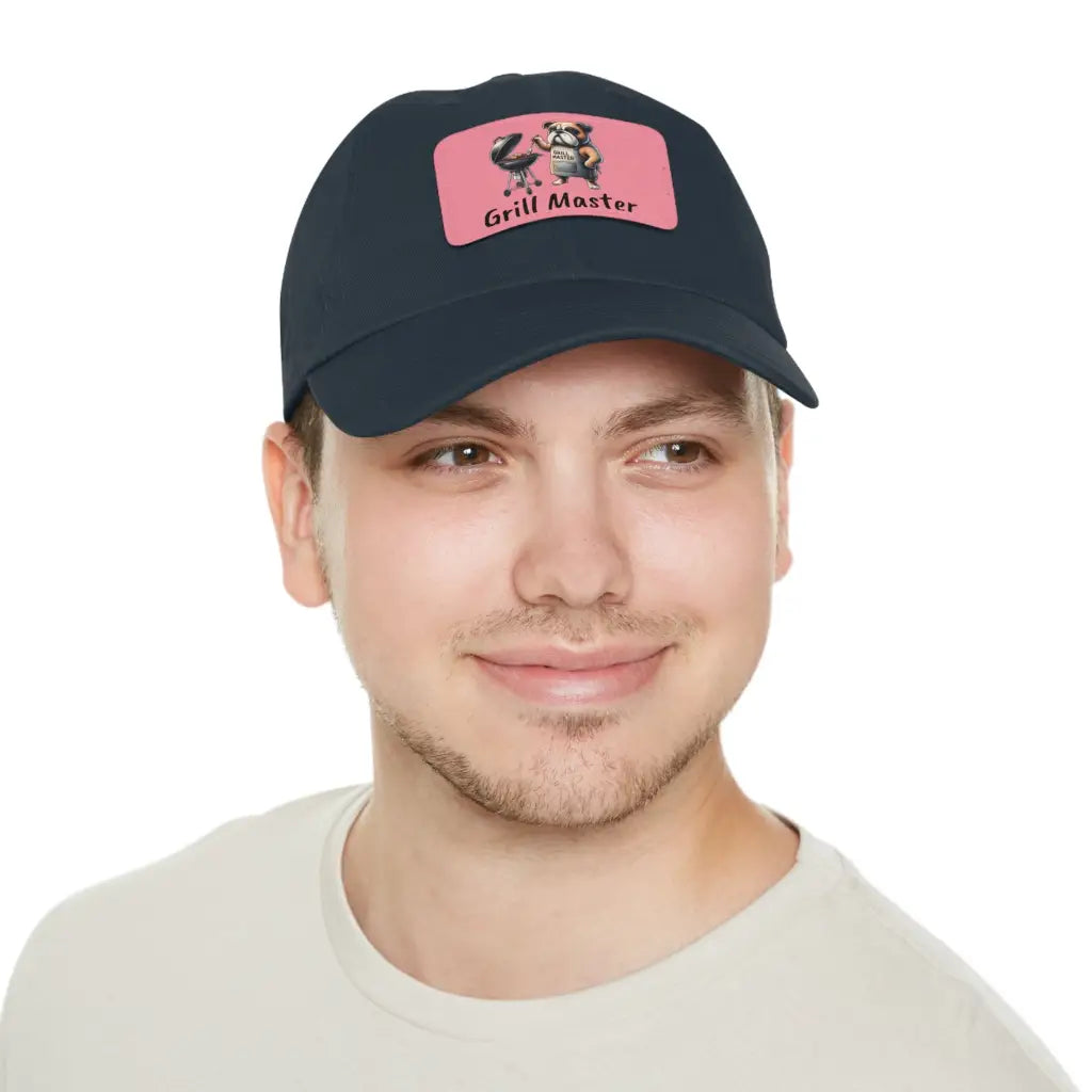 Bulldog Grill Master Dad Hat with BBQ Patch - Navy / Pink