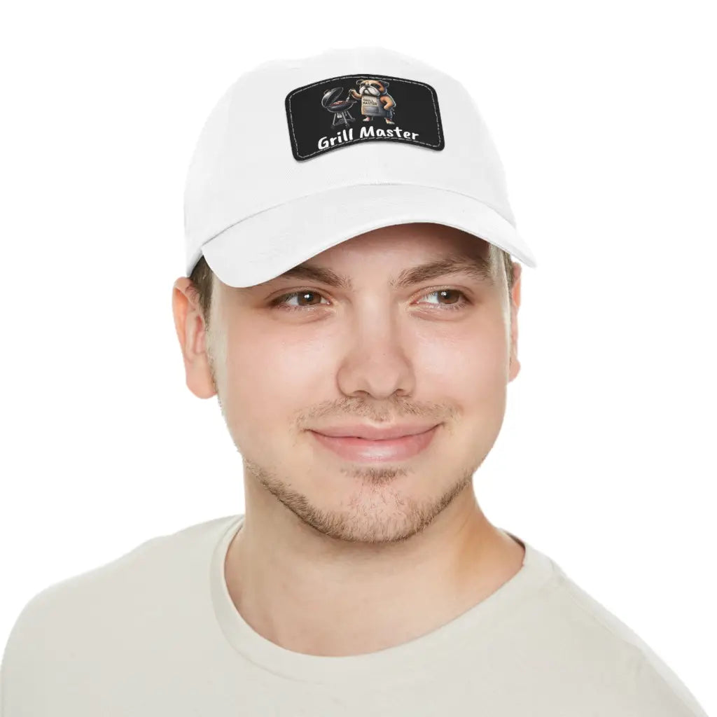 Bulldog Grill Master Dad Hat with BBQ Patch - White / Black