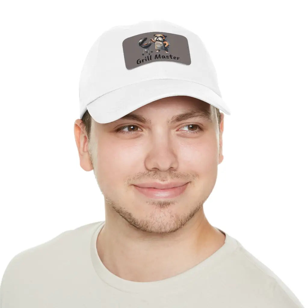 Bulldog Grill Master Dad Hat with BBQ Patch - White / Grey