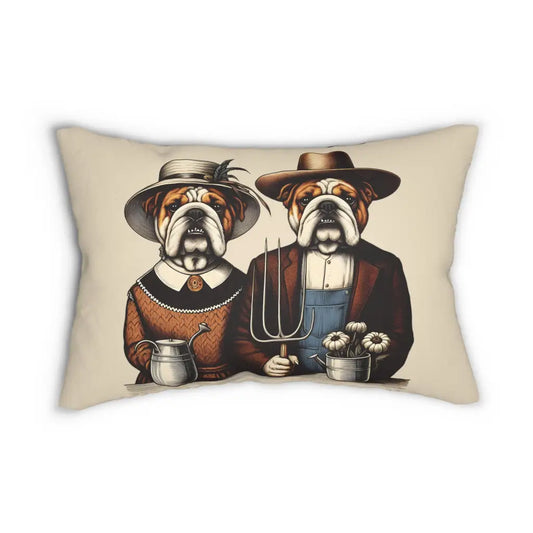 Bulldog Harmony Lumbar Pillow - Whimsical American Gothic
