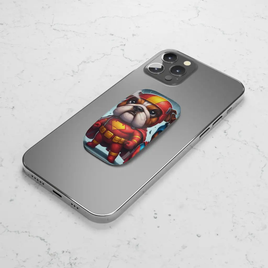 Bulldog Hero Red Phone Click-On Grip - Glossy / One size