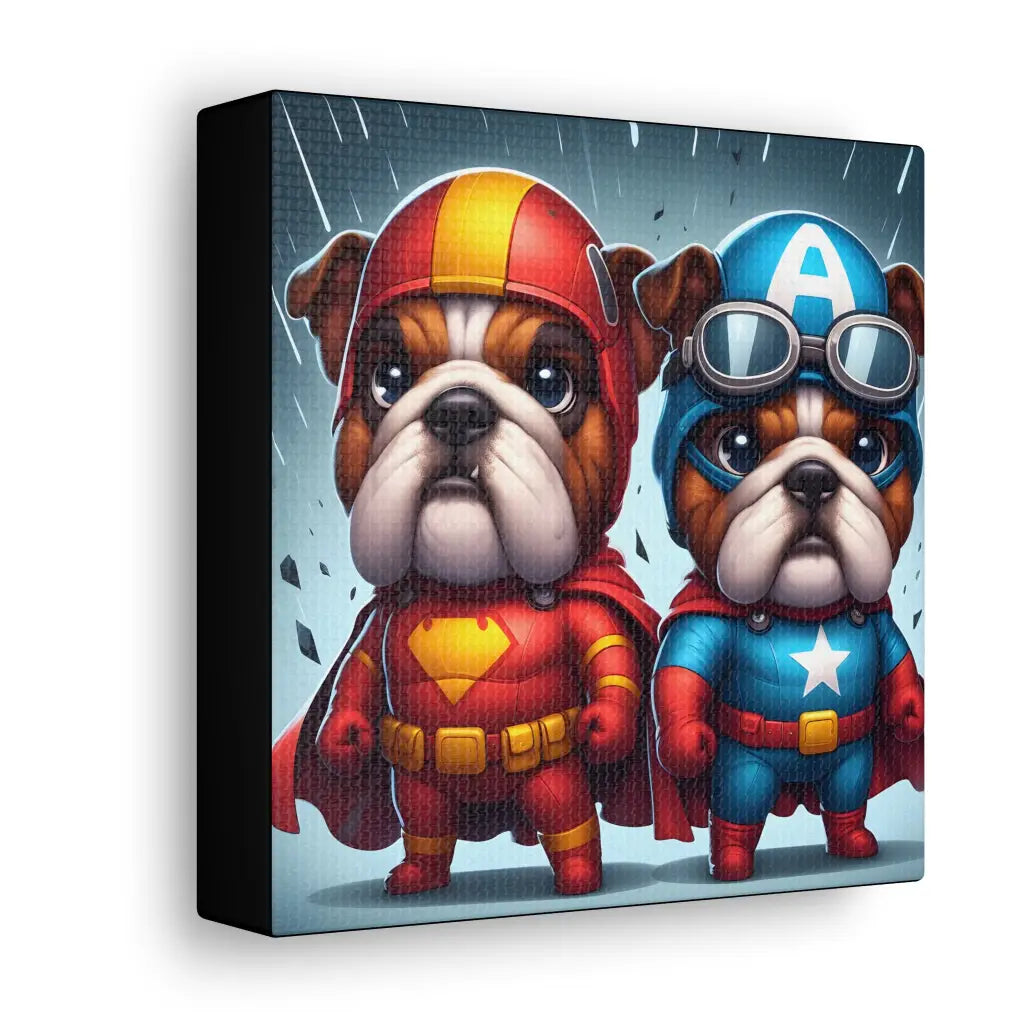 Bulldog Heroes Assemble Canvas: Canine Superstars Unite!