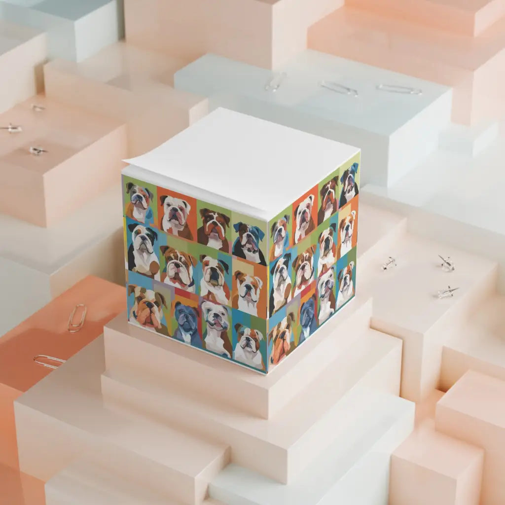 Bulldog Mosaic Memo Cube - Pawsitively Fun Note-Taking!