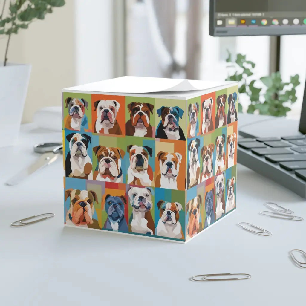 Bulldog Mosaic Memo Cube - Pawsitively Fun Note-Taking!