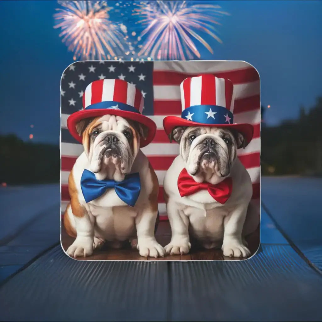 Bulldog Patriotism Coaster Set (4-Pack) - Cork / 3.75’ ×