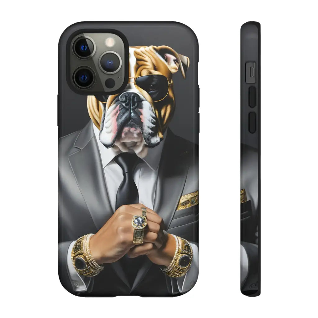 Bulldog Silver Suit Vibes Dual-Layer Phone Case - iPhone 12