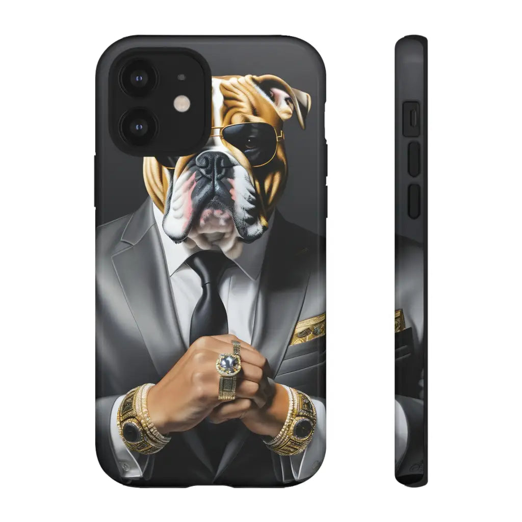 Bulldog Silver Suit Vibes Dual-Layer Phone Case - iPhone 12