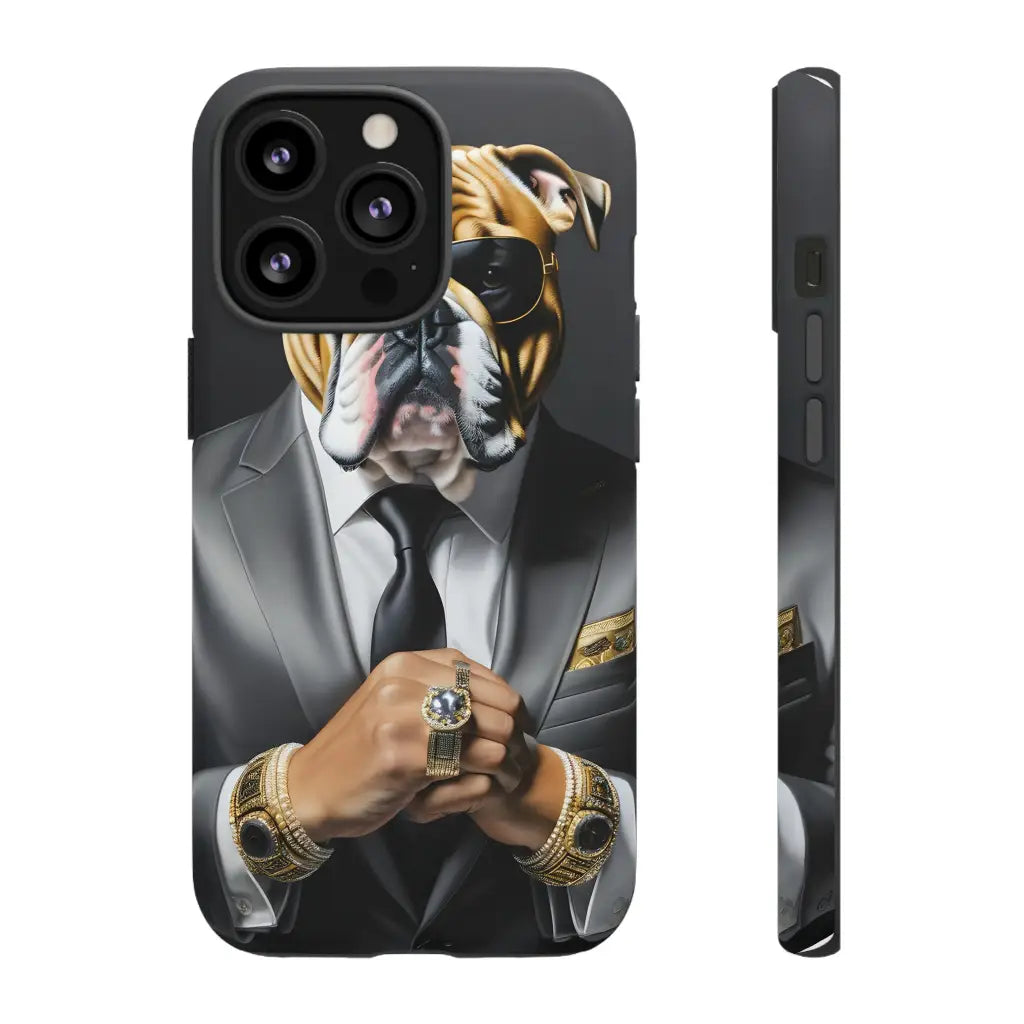 Bulldog Silver Suit Vibes Dual-Layer Phone Case - iPhone 13
