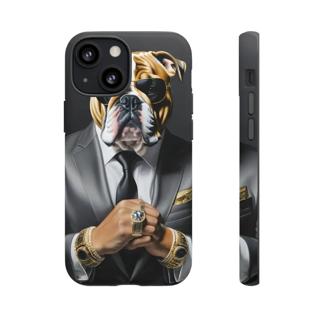 Bulldog Silver Suit Vibes Dual-Layer Phone Case - iPhone 13