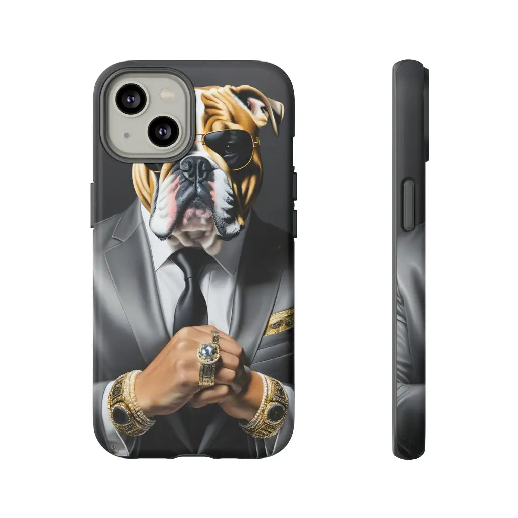 Bulldog Silver Suit Vibes Dual-Layer Phone Case - iPhone 14