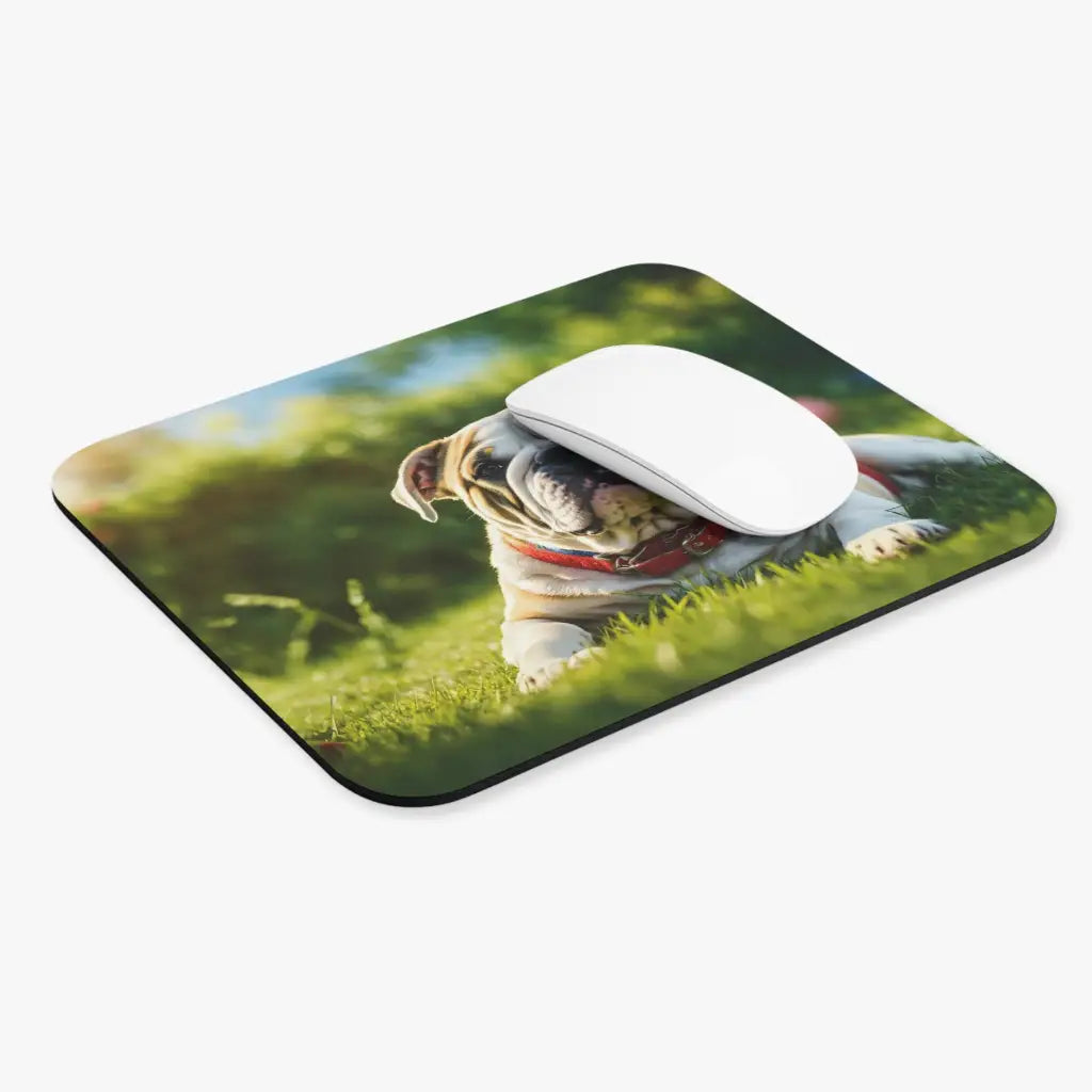 Sunny Bulldog Pup Mouse Pad - Bask in Canine Cuteness
