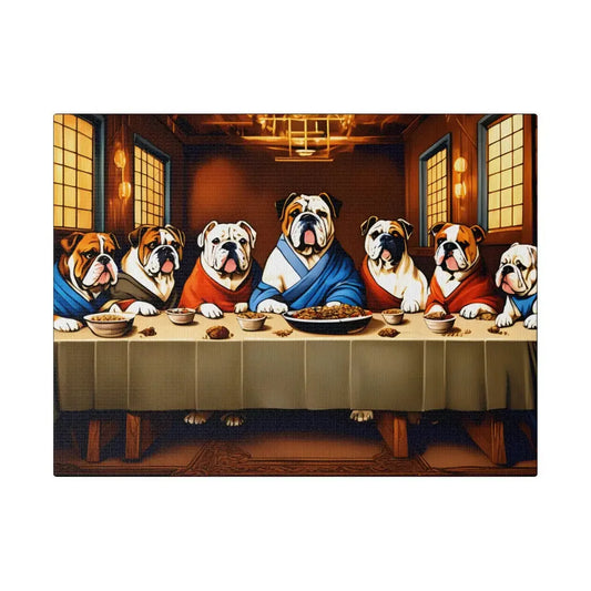 Bulldog’s Last Supper Canvas: Canine Communion