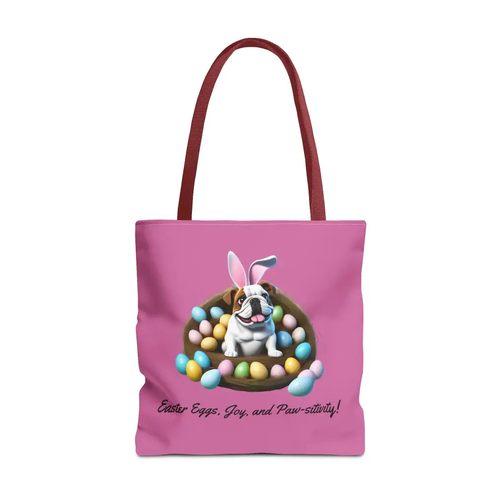 Easter Bulldog Tote - 18’ × 18’’ / Red Bags