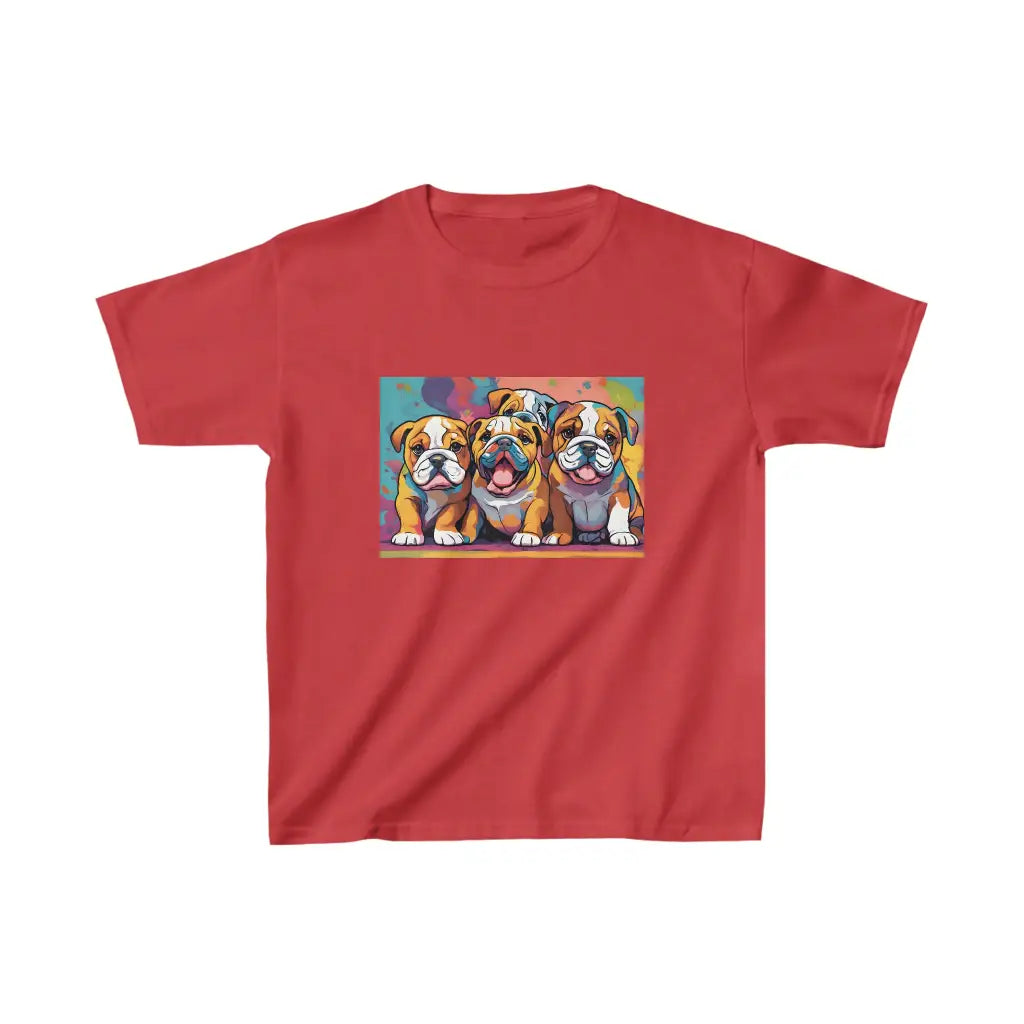 Pastel Bulldog Pup Party Kid’s Tee: Cute Canine Delight!