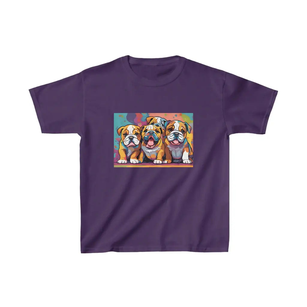 Pastel Bulldog Pup Party Kid’s Tee: Cute Canine Delight!