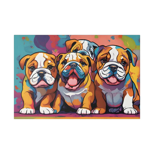 Pastel Bulldog Puppies Canvas: A Symphony of Softness