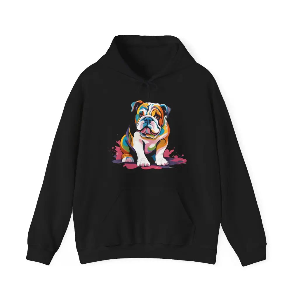 Pastel Painted Bulldog Bliss Hooded Sweatshirt - Black / S