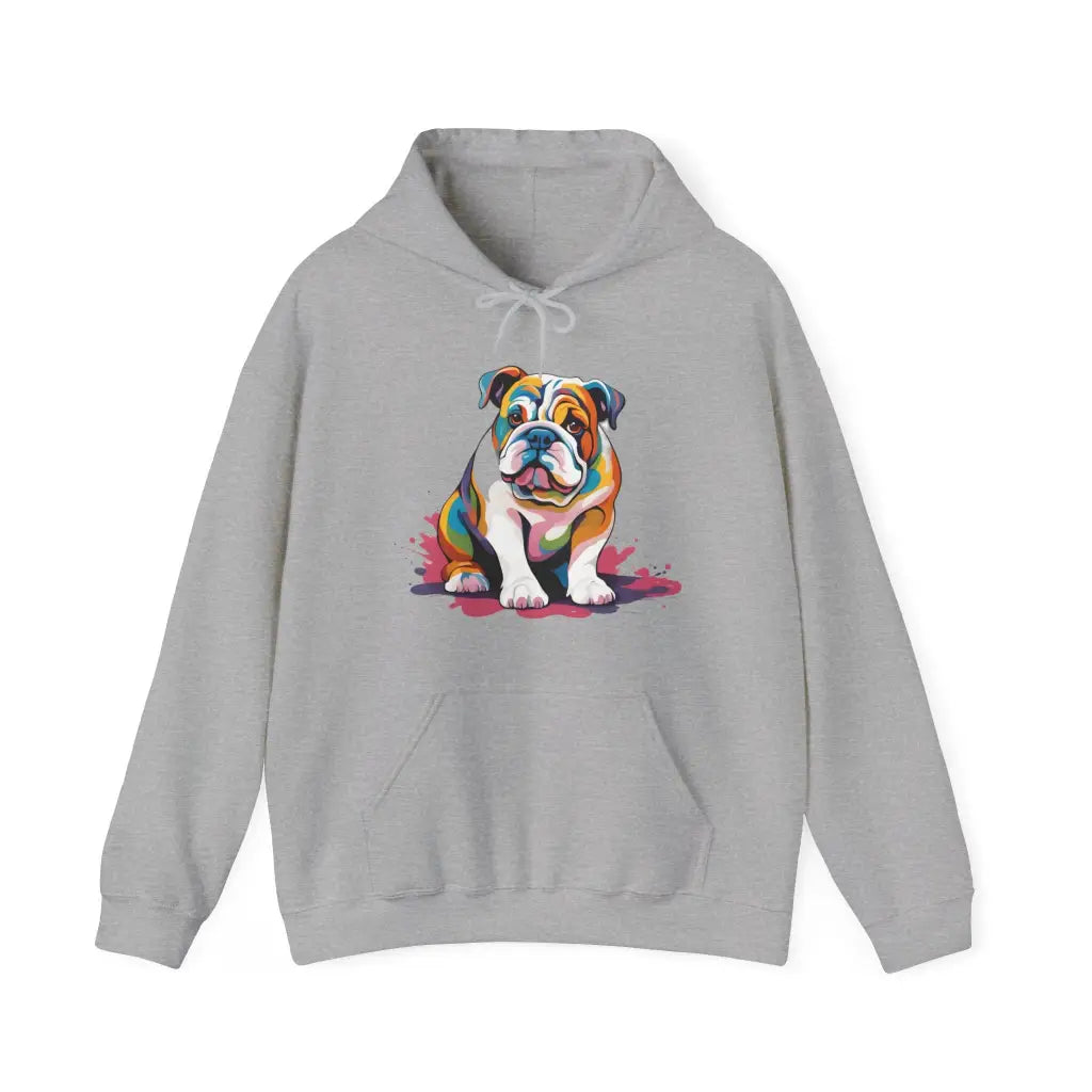 Pastel Painted Bulldog Bliss Hooded Sweatshirt - Sport Grey