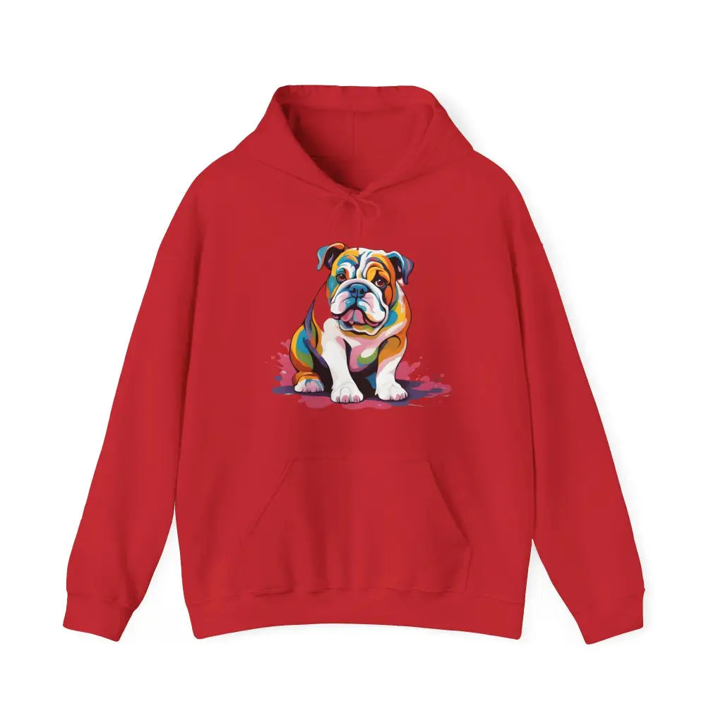 Pastel Painted Bulldog Bliss Hooded Sweatshirt - Red / S