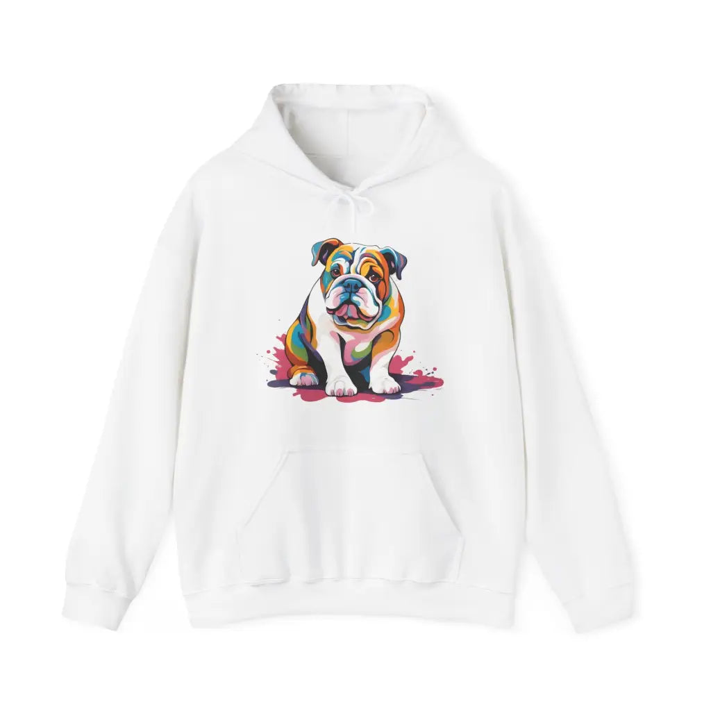 Pastel Painted Bulldog Bliss Hooded Sweatshirt - White / S