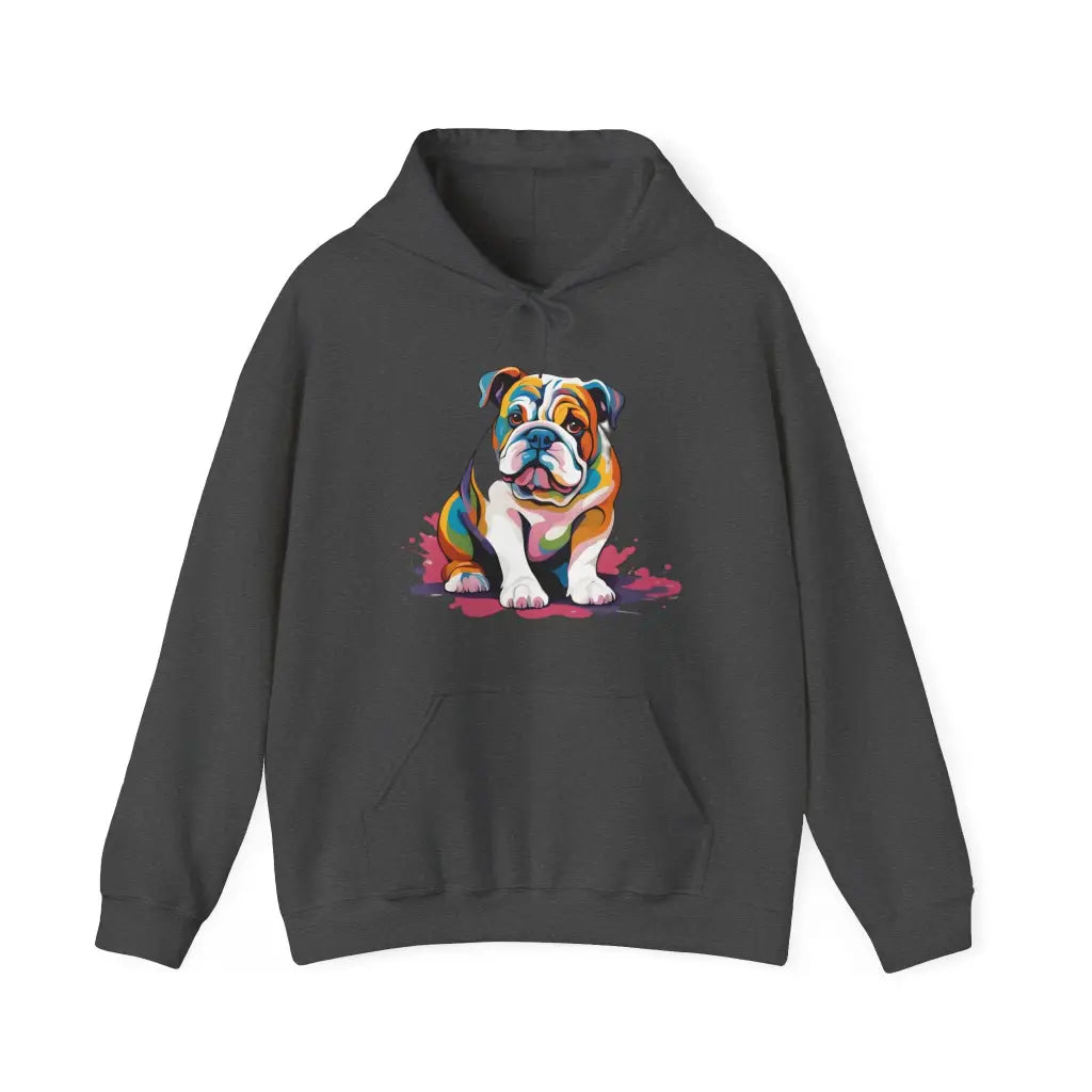 Pastel Painted Bulldog Bliss Hooded Sweatshirt - Dark
