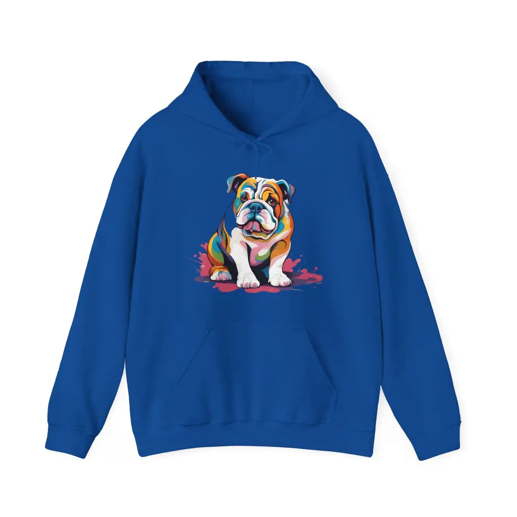 Pastel Painted Bulldog Bliss Hooded Sweatshirt - Royal / S