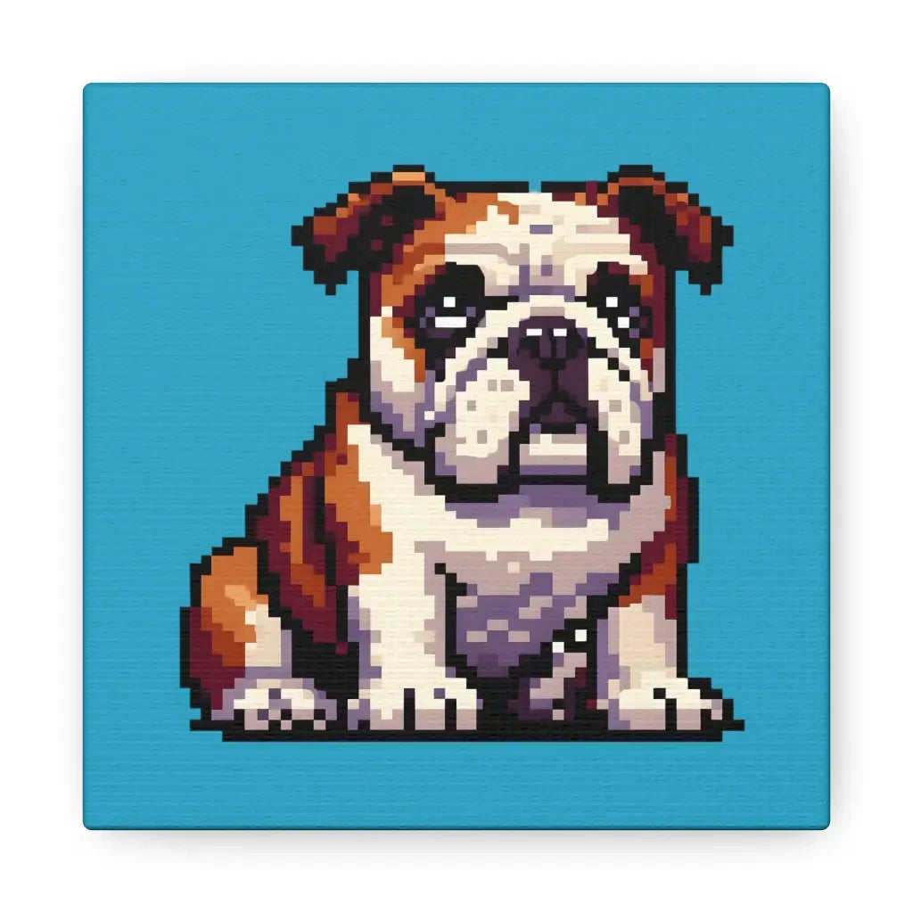 Pixel Paw-fection Canvas: 16-Bit Bulldog Delight - 10″ x