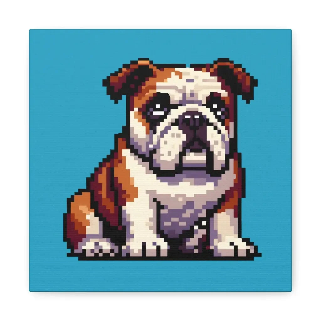 Pixel Paw-fection Canvas: 16-Bit Bulldog Delight - 12″ x