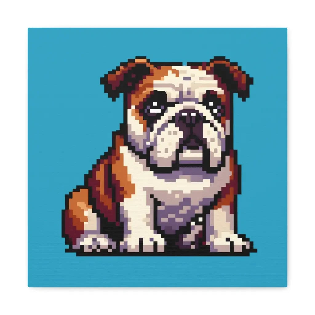 Pixel Paw-fection Canvas: 16-Bit Bulldog Delight - 20″ x