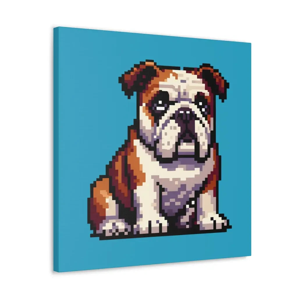 Pixel Paw-fection Canvas: 16-Bit Bulldog Delight - Canvas