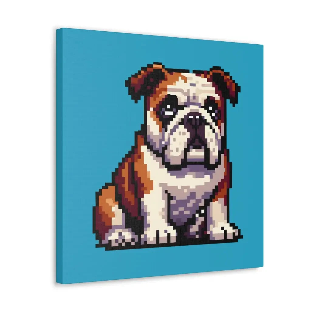 Pixel Paw-fection Canvas: 16-Bit Bulldog Delight - Canvas