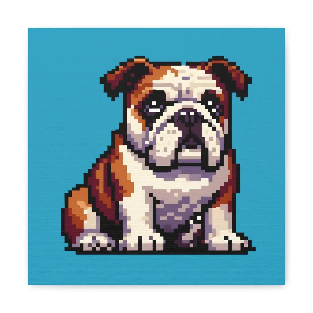 Pixel Paw-fection Canvas: 16-Bit Bulldog Delight - 16″ x