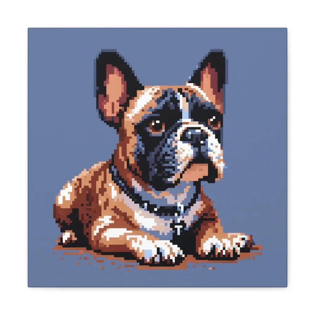Pixelfied Elegance: 16-Bit French Bulldog Canvas - 10″ x