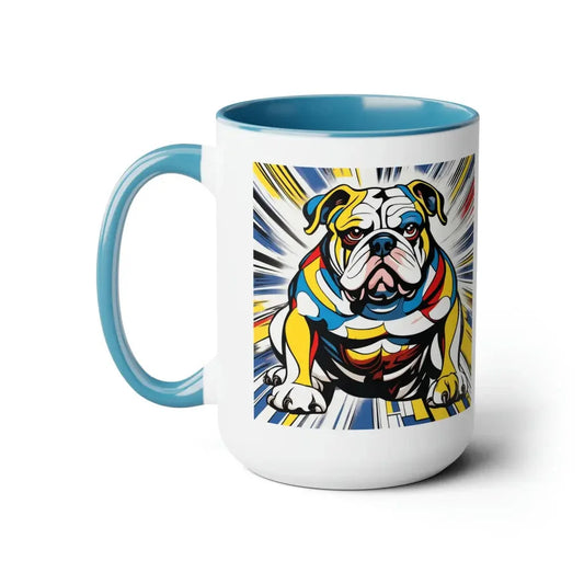 Pop-Art Paws Mug Two-Tone Coffee Mugs 15oz - Light Blue