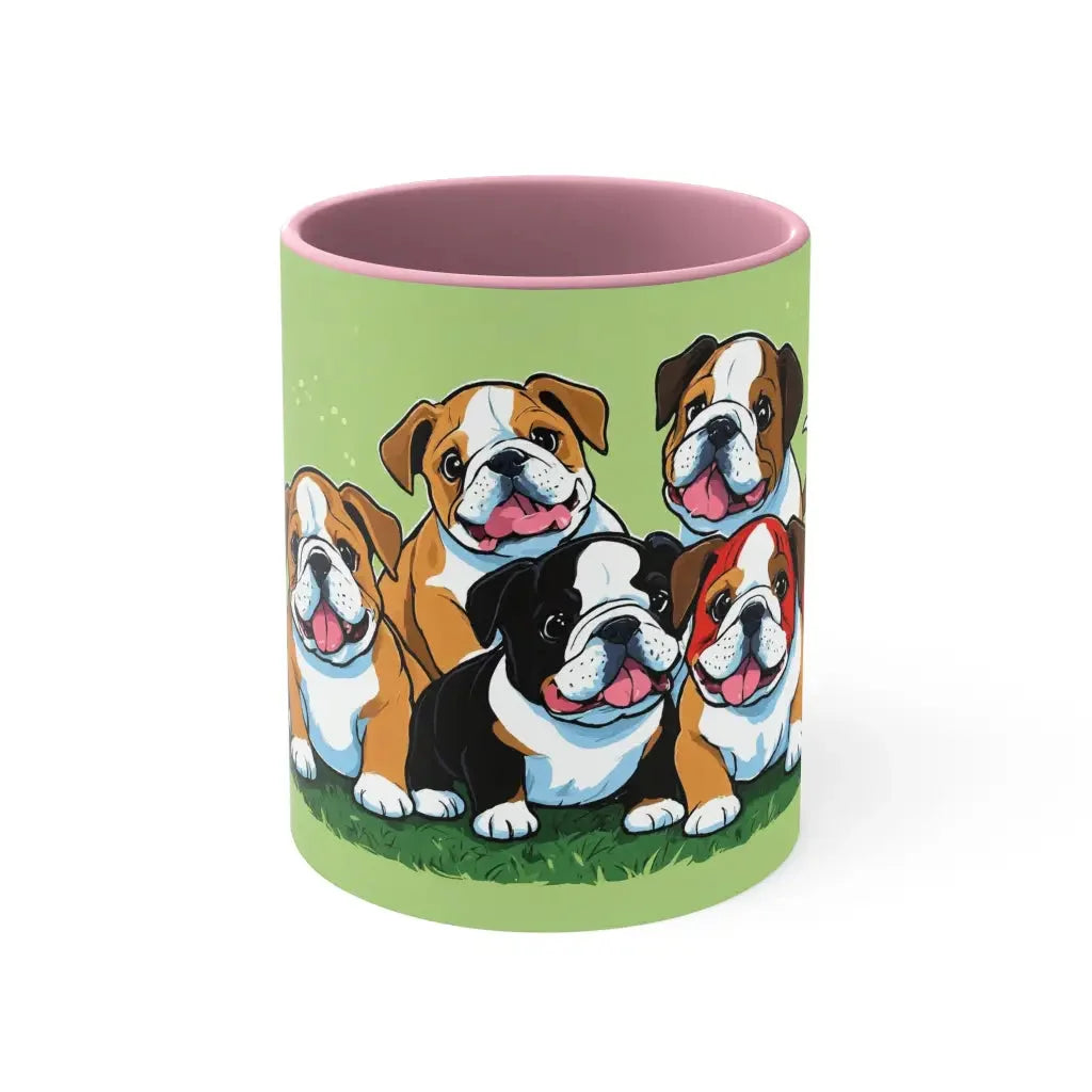 Puppy Paws Paradise: Bulldog Puppies Bliss Mug - Pink / 11oz