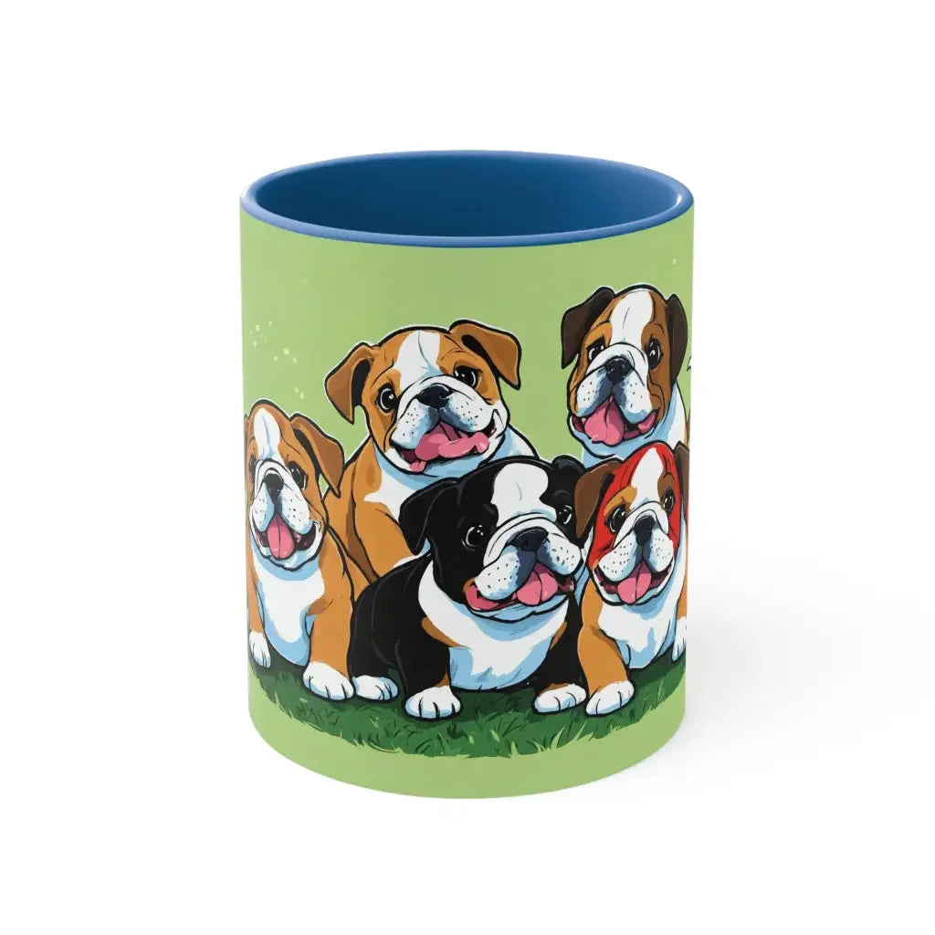 Puppy Paws Paradise: Bulldog Puppies Bliss Mug - Blue / 11oz