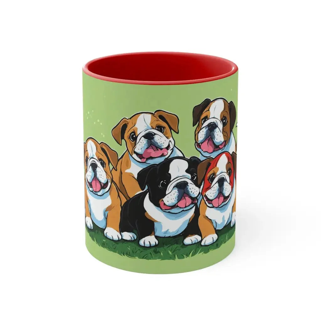 Puppy Paws Paradise: Bulldog Puppies Bliss Mug - Red / 11oz
