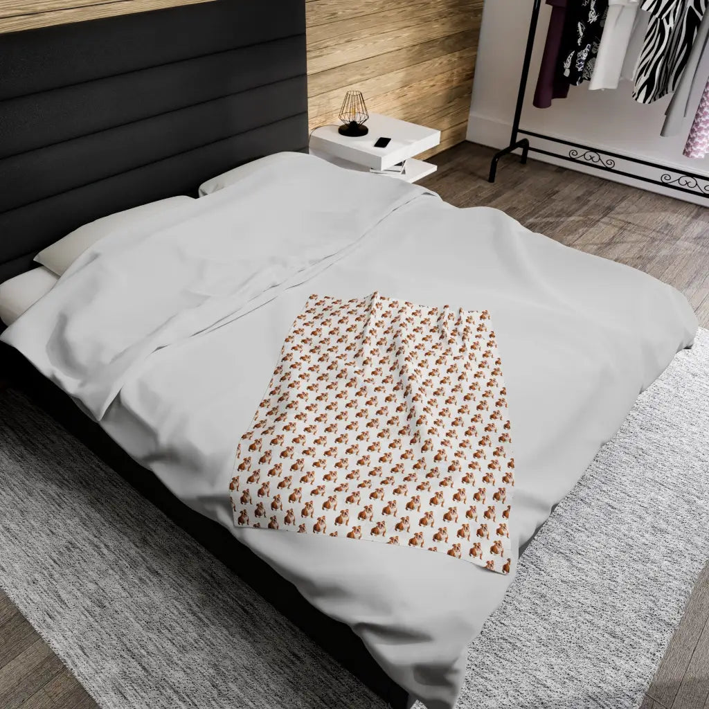 Realistic Bulldog Haven Plush Velveteen Blanket - Cozy