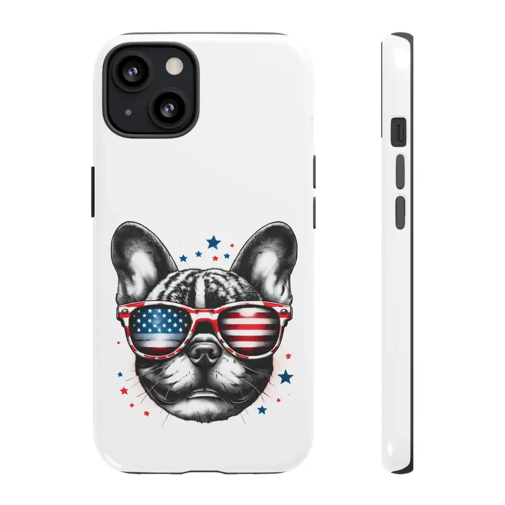 Star-Spangled Shades: Frenchie Patriot Phone Case - iPhone