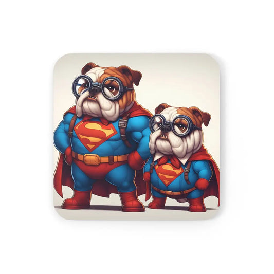 Superbulldog & Son Coaster Set (4-Pack) - Cork / 3.75’ ×