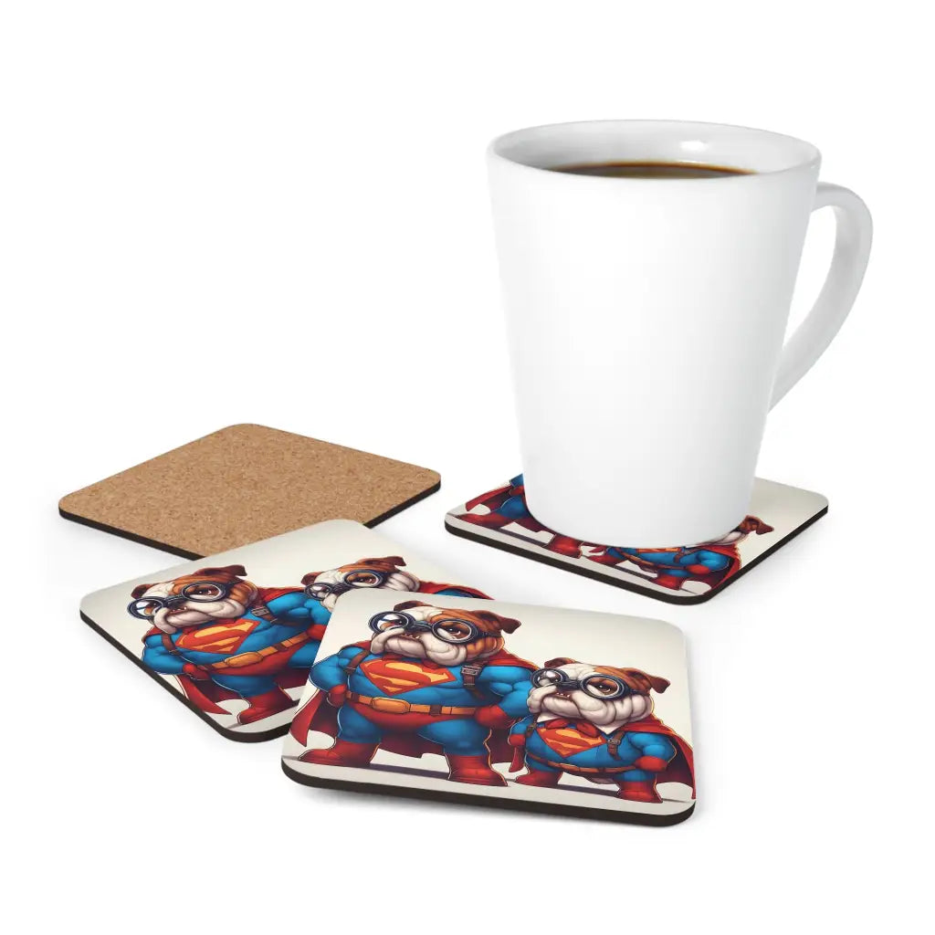 Superbulldog & Son Coaster Set (4-Pack) - Cork / 3.75’ ×